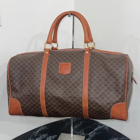 Celine | Brown Macadam Triomphe Canvas Travel Overnight Duffle Bag AUTHENTIC - Picture 13 of 16